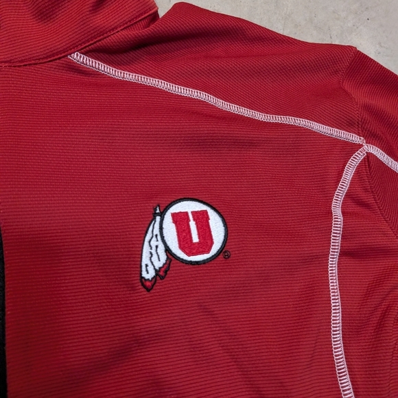 Columbia Golf Men's L Utah Utes Red Performance 1/4 Zip Golf Performance Stripes - Picture 5 of 9